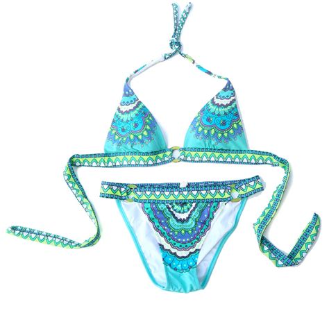 2019 Sexy Swimwear Design Secret Women Bikini Blue Print Bikinis