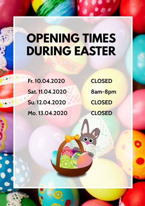 Шаблон Opening Times During Easter Retail Store Shop Postermywall