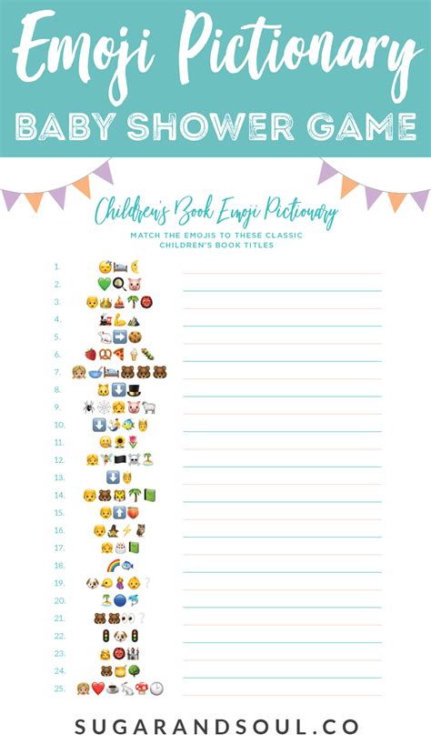 Looking for more word scramble game check our free printable. Emoji Pictionary Baby Shower Game Free Printable | Sugar & Soul