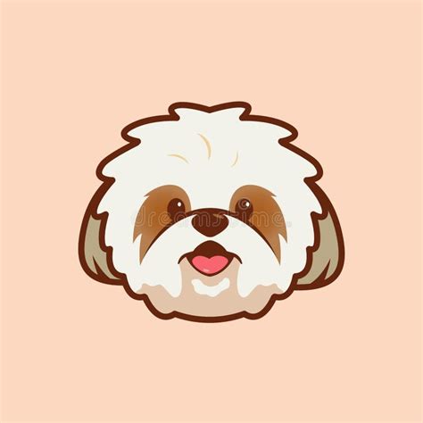 Shih Tzu Dog Face Cute Logo Design Cartoon Stock Vector Illustration