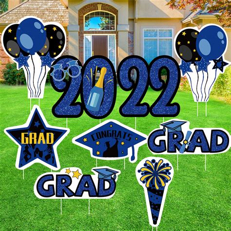 Buy 2022 Graduation Party Decorations Outdoor 9pcs Black Blue 2022
