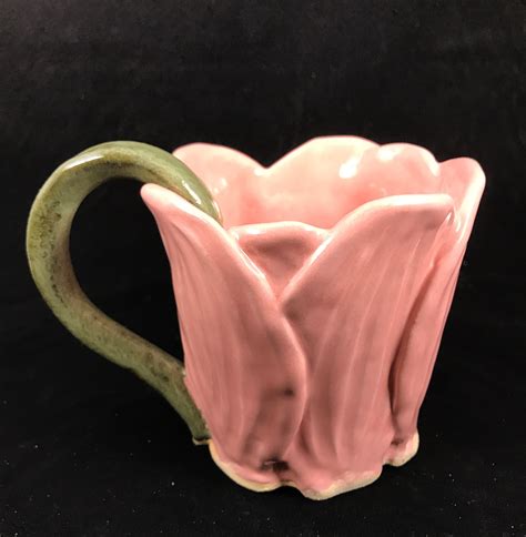 Pink Tulip Spring Mug Ceramic Hand Made Art Pottery Etsy