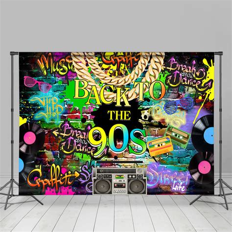 Hip Hop Graffiti Brick Wall 90s Themed Party Backdrops Lofaris