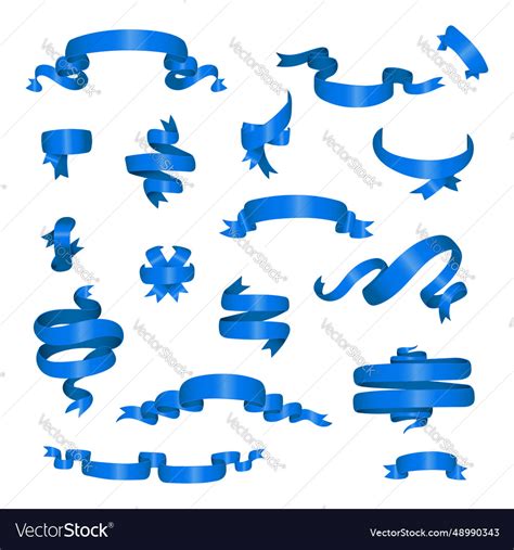 Blue Glossy Ribbon Different Banners Set Vector Image
