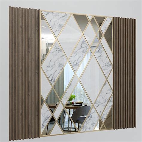 Wall Decorate Panel With Mirrors Marble And Wood Mirror Design Wall