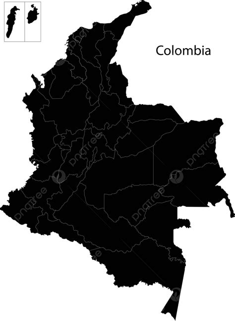 Black Colombia Map Spanish Country Contour Vector Spanish Country