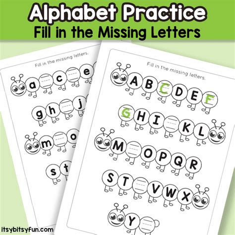 These worksheets are for coloring, tracing, and writing uppercase and lowercase letters. Caterpillar Fill in the Missing Letters - Alphabet ...