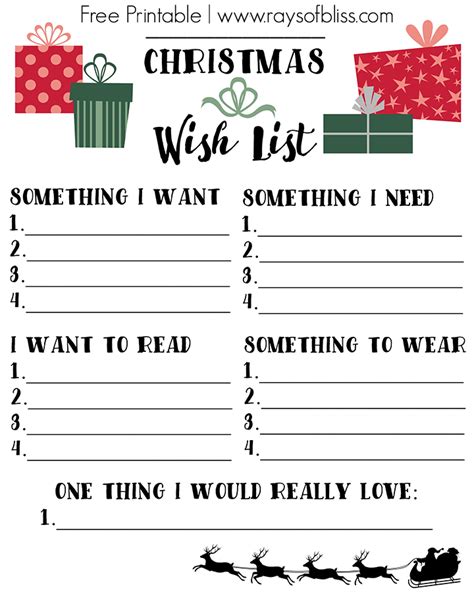 Christmas Wish List Free Printable Using The 4 T Rule