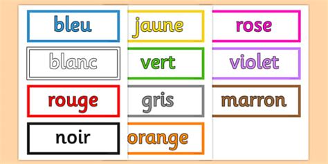 Colours In French Vocabulary Cards Language Resource Twinkl