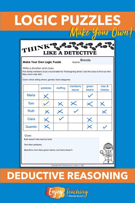 Logic Puzzles For Kids Deductive Reasoning And Make Your Own