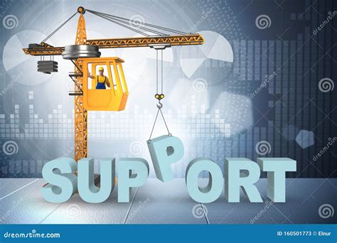 Crane Lifting Up The Word Support Stock Illustration Illustration Of