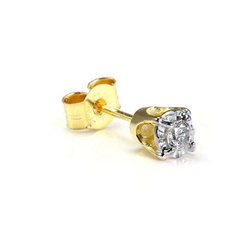 Find and save ideas about diamond earrings on pinterest. 9ct Gold 0.05ct Diamond Square Mens Ear Stud Earring | Jewellerybox.co.uk