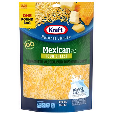 Kraft Mexican Style Four Cheese Blend Shredded Cheese 16 Oz Bag