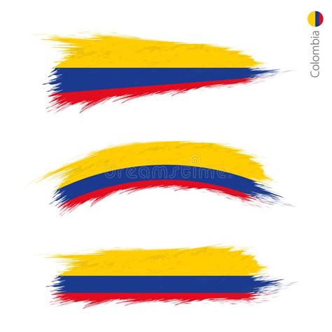 Set Of 3 Grunge Textured Flag Of Colombia Stock Vector Illustration