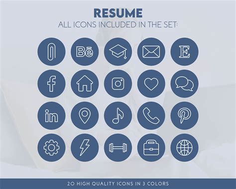 Resume Icons Circle Minimal Digital Download Etsy