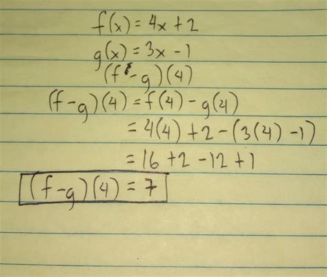 Fx 4x 2 And Gx 3x 1 Find F G4help Me With Solution