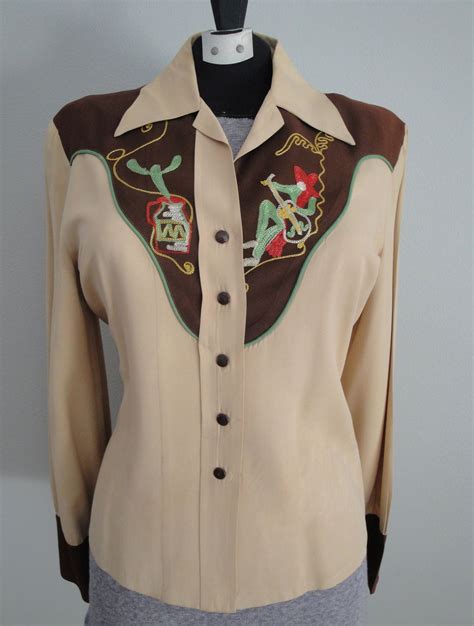 1940s Embroidered Womens Western Shirt Dont Know Where This Image