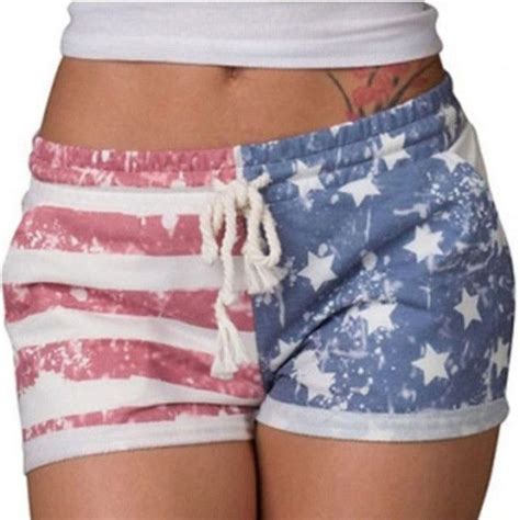 American Flag Shorts With Elastic Waist Beachwear For Women Pants For Women Women