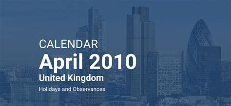 April 2010 Calendar United Kingdom