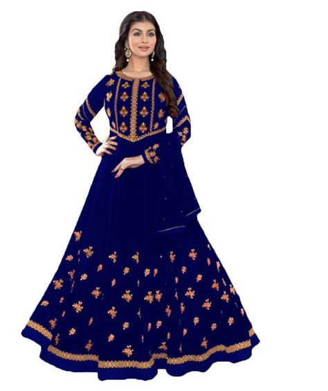 Womens Festive Wear Floor Length Resham Embroidery Georgette Semi Stitched Anarkali Salwar Suit