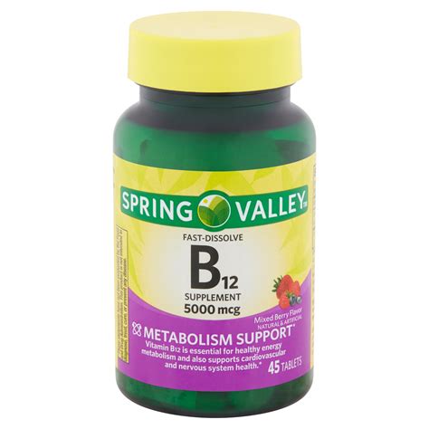 Spring Valley Vitamin B12 Fast Dissolve Tablets 5000 Mcg 45 Count