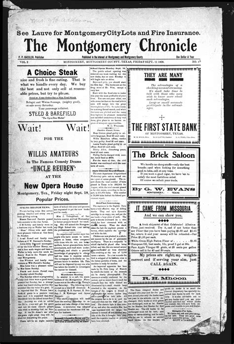 The Montgomery Chronicle Montgomery Tex Vol 2 No 45 Ed 1