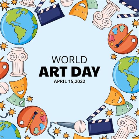 Dibujado A Mano Ilustración Del Día Mundial Del Arte Vector Premium