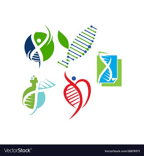 Genetic Health Logo Design Icon Concept Set Vector Image