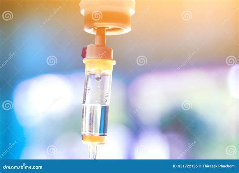 Saline Iv Drip For Patient And Infusion Pump In Hospital Royalty Free