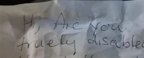 disabled mum horrified after finding disgusting note slapped on her car after shopping trip