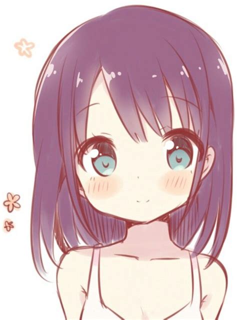 Anime Art Pretty Girl Smile Blushing Big Eyes Flowers Cute Moe