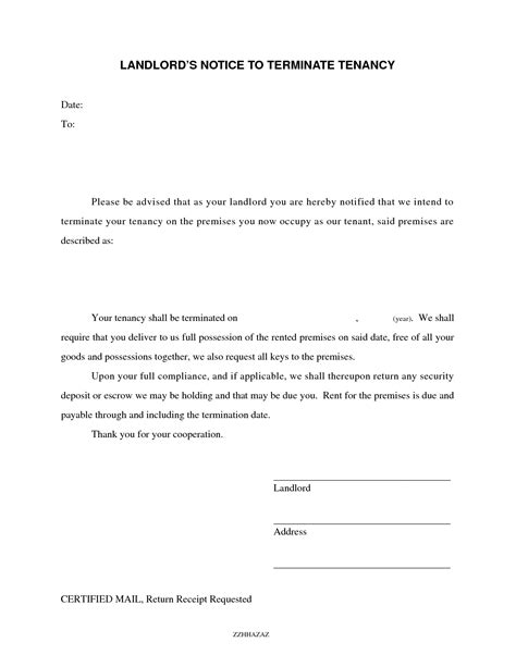 During this period of time, the tenant is legally obliged to pay the amount of rent outlined in the tenancy agreement (ta) with the landlord. tenant lease termination letter from landlord | Being a ...
