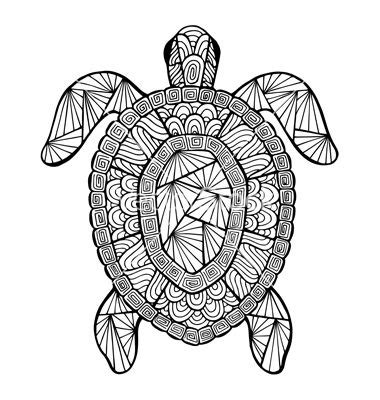 Full download printable digital coloring book page. Stylized turtle zentangle vector image on | Turtle coloring pages, Summer coloring pages ...