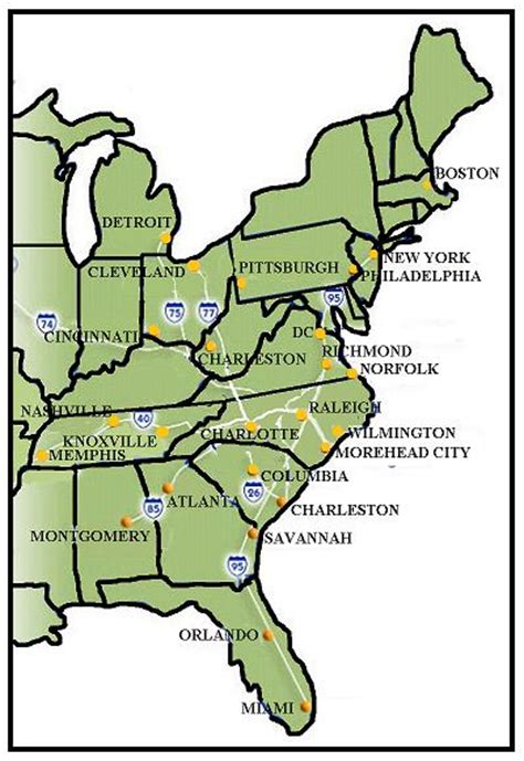 Map Of Eastern Us