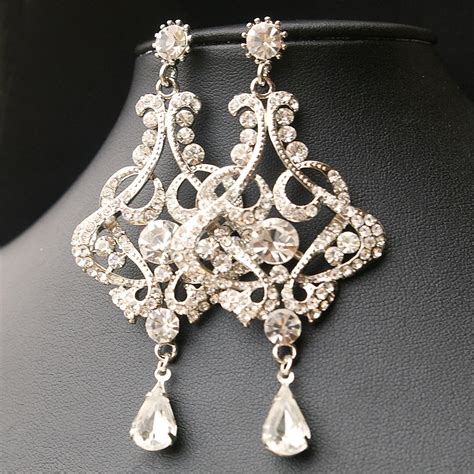 Crystal Chandelier Wedding Earrings Vintage Style Bridal