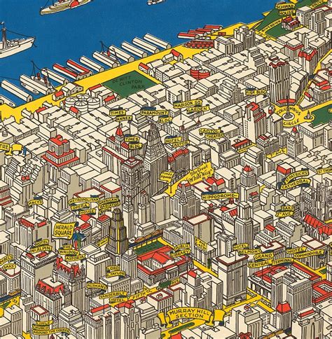 Manhattan 1926 New York City Pictorial Map Vintage Etsy