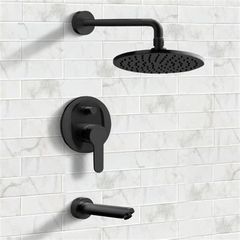 The shower fixture has a beautiful black finish that makes it stand out and look elegant in the bathroom. Remer TSF40 By Nameek's Peleo Matte Black Tub and Shower ...