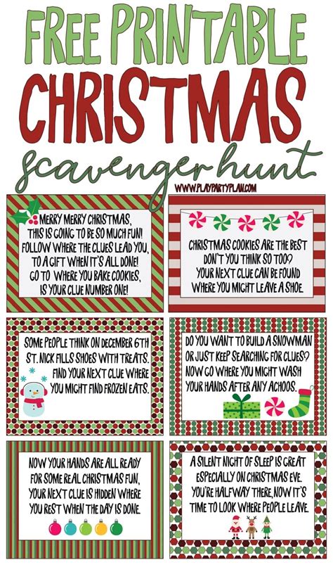 They're all free to print out for personal use. Free Printable Christmas Treasure Hunt Clues | Free Printable
