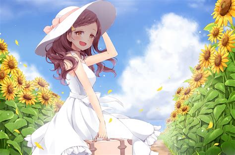 Beautiful Anime Flower Field Background Beauty Decor