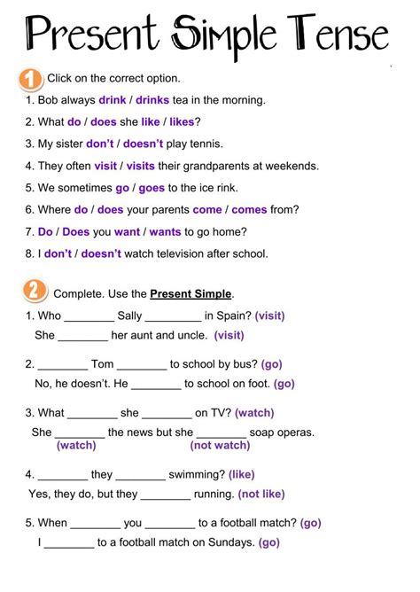 printable exercises  simple present tense letter worksheets