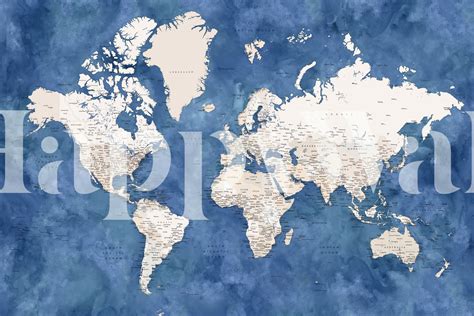 Detailed World Map Sabeen Tapet Fototapet Happywall