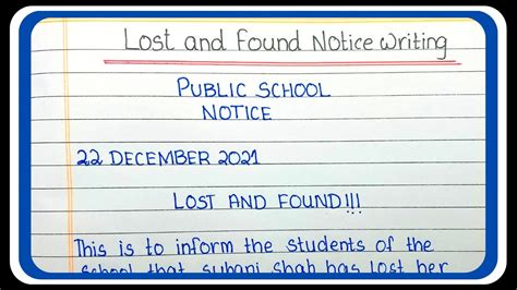 Lost And Found Notice Notice Writing Lost And Found How To Write