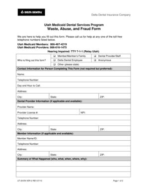 Delta dental insurance is america's largest dental care insurance provider, but does that mean it's right for you? Fillable Online Utah Fraud, Waste and Abuse Form - Delta Dental Insurance Fax Email Print ...
