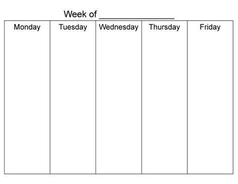 Blank Weekly Calendar Printable Monday Thru Friday Calendar 2024