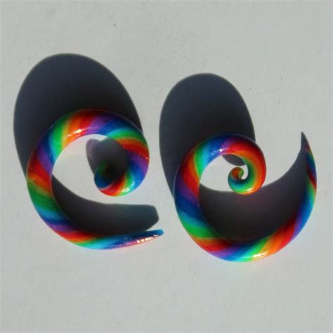 Rainbow Gauges Spiral Ear Gauges Gauge Earrings Spiral Etsy