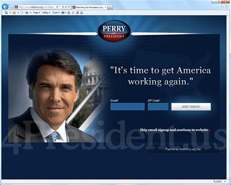 rick perry 2012 presidential campaign website