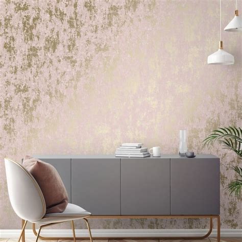 Milan Metallic Wallpaper In Blush Pink And Gold Pink And Gold Wallpaper