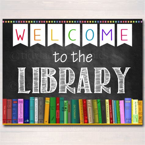 Welcome To The Library Printable School Decor Sign Tidylady Printables