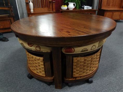 Check spelling or type a new query. Amish Mission Round Nesting Table and Stool Set with Lift ...