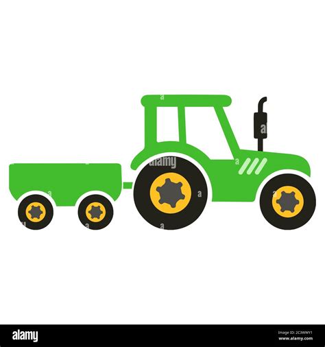 Tractor Trailer Cartoon Vector Illustration Isolated On White